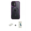 MARSİLYAN™- iPhone 12 Kılıf Yadigar Klasik Özel Seri - Şeffaf Pasifik Cam Ekran Koruyucu + Renkli Kamera Lens Koruma Cam - SI