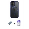 MARSİLYAN™- iPhone 12 Kılıf Yadigar Klasik Özel Seri - Siyah Bilvis 5in1 3D Magic Cam Ekran Koruyucu + Gold Shine Kamera Lens Koruma Cam