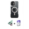 MARSİLYAN™- iPhone 12 Kılıf Yadigar Klasik Özel Seri - Siyah Bilvis 5in1 3D Magic Cam Ekran Koruyucu + Raze Metal Kamera Lens - KI
