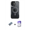 MARSİLYAN™- iPhone 12 Kılıf Yadigar Klasik Özel Seri - Siyah Bilvis 5in1 3D Magic Cam Ekran Koruyucu + Kırmızı Metal Kamera Lens Koruma Cam