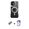 MARSİLYAN™- iPhone 12 Kılıf Yadigar Klasik Özel Seri - Siyah Bilvis 5in1 3D Magic Cam Ekran Koruyucu + Mavi Metal Kamera Lens Koruma Cam
