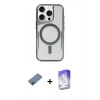 MARSİLYAN™- iPhone 12 Kılıf Yadigar Klasik Özel Seri - Siyah Bilvis 5in1 3D Magic Cam Ekran Koruyucu + Mavi Metal Kamera Lens Koruma Cam