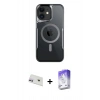 MARSİLYAN™- iPhone 12 Kılıf Yadigar Klasik Özel Seri - Siyah Bilvis 5in1 3D Magic Cam Ekran Koruyucu + Rainbow Kamera Lens Koruma Cam - MR