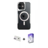 MARSİLYAN™- iPhone 12 Kılıf Yadigar Klasik Özel Seri - Siyah Bilvis 5in1 3D Magic Cam Ekran Koruyucu + Rainbow Kamera Lens Koruma Cam - MR