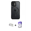 MARSİLYAN™- iPhone 12 Kılıf Yadigar Klasik Özel Seri - Siyah Bilvis 5in1 3D Magic Cam Ekran Koruyucu + Rainbow Kamera Lens Koruma Cam - MR
