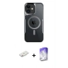 MARSİLYAN™- iPhone 12 Kılıf Yadigar Klasik Özel Seri - Siyah Bilvis 5in1 3D Magic Cam Ekran Koruyucu + Renkli Kamera Lens Koruma Cam - PE