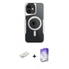 MARSİLYAN™- iPhone 12 Kılıf Yadigar Klasik Özel Seri - Siyah Bilvis 5in1 3D Magic Cam Ekran Koruyucu + Renkli Kamera Lens Koruma Cam - SI