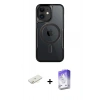 MARSİLYAN™- iPhone 12 Kılıf Yadigar Klasik Özel Seri - Siyah Bilvis 5in1 3D Magic Cam Ekran Koruyucu + Renkli Kamera Lens Koruma Cam - SI