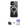 MARSİLYAN™- iPhone 12 Kılıf Yadigar Klasik Özel Seri - Siyah Bilvis 5in1 3D Magic Cam Ekran Koruyucu + Kamera Lens Koruma Cam - SF