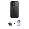 MARSİLYAN™- iPhone 12 Kılıf Yadigar Klasik Özel Seri - Siyah Bilvis 5in1 3D Magic Cam Ekran Koruyucu + Kamera Lens Koruma Cam - SF