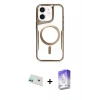 MARSİLYAN™- iPhone 12 Kılıf Yadigar Klasik Özel Seri - Siyah Bilvis 5in1 3D Magic Cam Ekran Koruyucu + Rainbow Kamera Lens Koruma Cam - YL