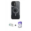 MARSİLYAN™- iPhone 12 Kılıf Yadigar Klasik Özel Seri - Siyah Bilvis 5in1 3D Magic Cam Ekran Koruyucu + Rainbow Kamera Lens Koruma Cam - YL
