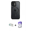 MARSİLYAN™- iPhone 12 Kılıf Yadigar Klasik Özel Seri - Siyah Bilvis 5in1 3D Magic Cam Ekran Koruyucu + Rainbow Kamera Lens Koruma Cam - YL