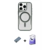 MARSİLYAN™- iPhone 12 Kılıf Yadigar Klasik Özel Seri - Siyah Bilvis 5in1 5D Magic Hayalet Cam Ekran Koruyucu + Metal Kamera Lens Koruma Cam - AKYL