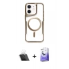 MARSİLYAN™- iPhone 12 Kılıf Yadigar Klasik Özel Seri - Siyah Bilvis 5in1 5D Magic Hayalet Cam Ekran Koruyucu + Kamera Lens Koruma Cam - SF