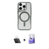 MARSİLYAN™- iPhone 12 Kılıf Yadigar Klasik Özel Seri - Siyah Bilvis 5in1 5D Magic Hayalet Cam Ekran Koruyucu + Kamera Lens Koruma Cam - SF