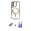 MARSİLYAN™- iPhone 12 Kılıf Yadigar Klasik Özel Seri - Siyah Bilvis 5in1 5D Magic Hayalet Cam Ekran Koruyucu + Shine Kamera Lens Koruma Cam - SABE