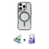 MARSİLYAN™- iPhone 12 Kılıf Yadigar Klasik Özel Seri - Siyah Bilvis 5in1 5D Magic Hayalet Cam Ekran Koruyucu + Mavi Raze Metal Kamera Lens