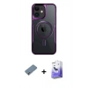 MARSİLYAN™- iPhone 12 Kılıf Yadigar Klasik Özel Seri - Siyah Bilvis 5in1 5D Magic Hayalet Cam Ekran Koruyucu + Metal Kamera Lens Koruma Cam - GD