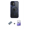 MARSİLYAN™- iPhone 12 Kılıf Yadigar Klasik Özel Seri - Siyah Bilvis 5in1 5D Magic Hayalet Cam Ekran Koruyucu + Metal Kamera Lens Koruma Cam - GD