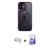 MARSİLYAN™- iPhone 12 Kılıf Yadigar Klasik Özel Seri - Siyah Bilvis 5in1 5D Magic Hayalet Cam Ekran Koruyucu + Yeşil Rainbow Kamera Lens Koruma Cam