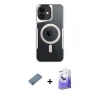 MARSİLYAN™- iPhone 12 Kılıf Yadigar Klasik Özel Seri - Siyah Bilvis 5in1 5D Magic Hayalet Cam Ekran Koruyucu + Shine Kamera Lens Koruma Cam - GS