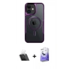 MARSİLYAN™- iPhone 12 Kılıf Yadigar Klasik Özel Seri - Siyah Bilvis 5in1 5D Magic Hayalet Cam Ekran Koruyucu + Kamera Lens Koruma Cam - SF