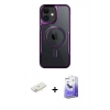 MARSİLYAN™- iPhone 12 Kılıf Yadigar Klasik Özel Seri - Siyah Bilvis 5in1 5D Magic Hayalet Cam Ekran Koruyucu + Renkli Kamera Lens Koruma Cam - SI