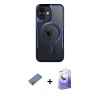MARSİLYAN™- iPhone 12 Kılıf Yadigar Klasik Özel Seri - Siyah Bilvis 5in1 5D Magic Hayalet Cam Ekran Koruyucu + Shine Kamera Lens Koruma Cam - SABE