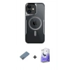 MARSİLYAN™- iPhone 12 Kılıf Yadigar Klasik Özel Seri - Siyah Bilvis 5in1 5D Magic Hayalet Cam Ekran Koruyucu + Shine Kamera Lens Koruma Cam - SABE
