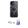MARSİLYAN™- iPhone 12 Kılıf Yadigar Klasik Özel Seri - Siyah Bilvis 5in1 5D Magic Hayalet Cam Ekran Koruyucu + Yeşil Rainbow Kamera Lens Koruma Cam