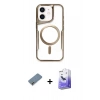 MARSİLYAN™- iPhone 12 Kılıf Yadigar Klasik Özel Seri - Siyah Bilvis 5in1 5D Magic Hayalet Cam Ekran Koruyucu + Metal Kamera Lens Koruma Cam - GD