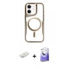 MARSİLYAN™- iPhone 12 Kılıf Yadigar Klasik Özel Seri - Siyah Bilvis 5in1 5D Magic Hayalet Cam Ekran Koruyucu + Renkli Kamera Lens Koruma Cam - YL