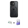 MARSİLYAN™- iPhone 12 Kılıf Yadigar Klasik Özel Seri - Siyah Bilvis 5in1 5D Magic Hayalet Cam Ekran Koruyucu + Yeşil Rainbow Kamera Lens Koruma Cam