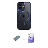 MARSİLYAN™- iPhone 12 Kılıf Yadigar Klasik Özel Seri - Siyah Bilvis 5in1 5D Magic Hayalet Cam Ekran Koruyucu + Metal Kamera Lens Koruma Cam - AKYL