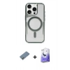 MARSİLYAN™- iPhone 12 Kılıf Yadigar Klasik Özel Seri - Siyah Bilvis 5in1 5D Magic Hayalet Cam Ekran Koruyucu + Metal Kamera Lens Koruma Cam - GD