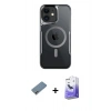 MARSİLYAN™- iPhone 12 Kılıf Yadigar Klasik Özel Seri - Siyah Bilvis 5in1 5D Magic Hayalet Cam Ekran Koruyucu + Shine Kamera Lens Koruma Cam - GI