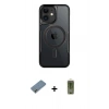 MARSİLYAN™- iPhone 12 Kılıf Yadigar Klasik Özel Seri - Siyah Joko Magic 5D Hayalet Cam + Metal Kamera Lens Koruma Cam - GD