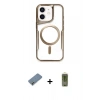 MARSİLYAN™- iPhone 12 Kılıf Yadigar Klasik Özel Seri - Siyah Joko Magic 5D Hayalet Cam + Metal Kamera Lens Koruma Cam - GD