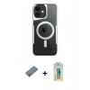 MARSİLYAN™- iPhone 12 Kılıf Yadigar Klasik Özel Seri - Siyah Polymer Nano Ekran Koruyucu + Açık Yeşil Metal Kamera Lens Koruma Cam
