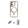 MARSİLYAN™- iPhone 12 Kılıf Yadigar Klasik Özel Seri - Siyah Polymer Nano Ekran Koruyucu + Shine Kamera Lens Koruma Cam - GS