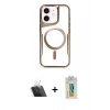 MARSİLYAN™- iPhone 12 Kılıf Yadigar Klasik Özel Seri - Siyah Polymer Nano Ekran Koruyucu + Kamera Lens Koruma Cam - SF