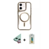 MARSİLYAN™- iPhone 12 Kılıf Yadigar Klasik Özel Seri - Siyah Polymer Nano Ekran Koruyucu + Raze Metal Kamera Lens - KI