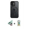 MARSİLYAN™- iPhone 12 Kılıf Yadigar Klasik Özel Seri - Siyah Polymer Nano Ekran Koruyucu + Raze Metal Kamera Lens - KI