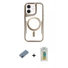 MARSİLYAN™- iPhone 12 Kılıf Yadigar Klasik Özel Seri - Siyah Polymer Nano Ekran Koruyucu + Metal Kamera Lens Koruma Cam - MI