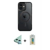 MARSİLYAN™- iPhone 12 Kılıf Yadigar Klasik Özel Seri - Siyah Polymer Nano Ekran Koruyucu + Raze Metal Kamera Lens - MI