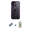 MARSİLYAN™- iPhone 12 Kılıf Yadigar Klasik Özel Seri - Siyah Polymer Nano Ekran Koruyucu + Metal Kamera Lens Koruma Cam - MI