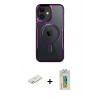 MARSİLYAN™- iPhone 12 Kılıf Yadigar Klasik Özel Seri - Siyah Polymer Nano Ekran Koruyucu + Renkli Kamera Lens Koruma Cam - PE