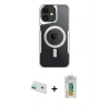 MARSİLYAN™- iPhone 12 Kılıf Yadigar Klasik Özel Seri - Siyah Polymer Nano Ekran Koruyucu + Rainbow Kamera Lens Koruma Cam - YL