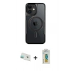 MARSİLYAN™- iPhone 12 Kılıf Yadigar Klasik Özel Seri - Siyah Polymer Nano Ekran Koruyucu + Rainbow Kamera Lens Koruma Cam - YL